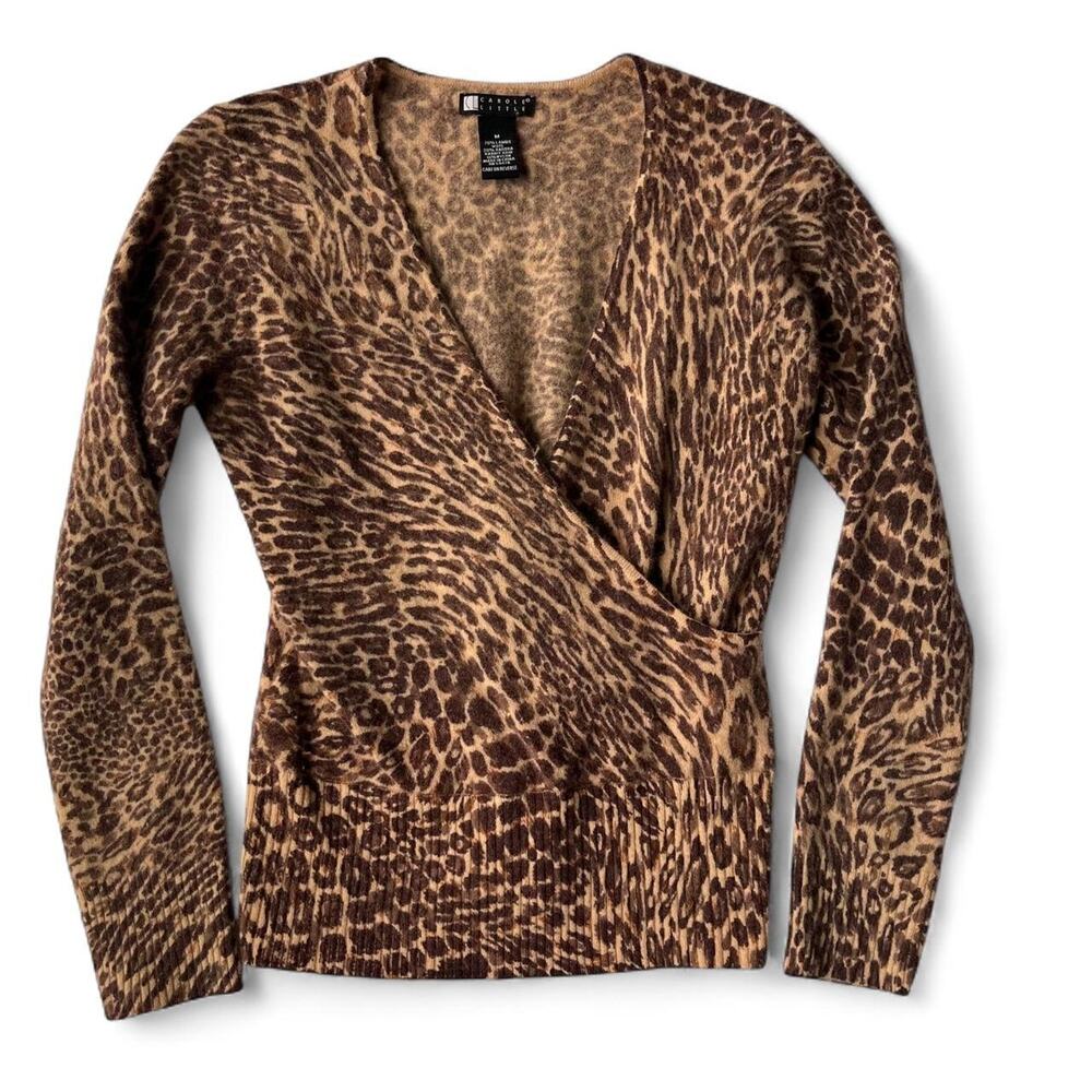 Y2K Maximalist Leopard Angora Wrap Sweater.